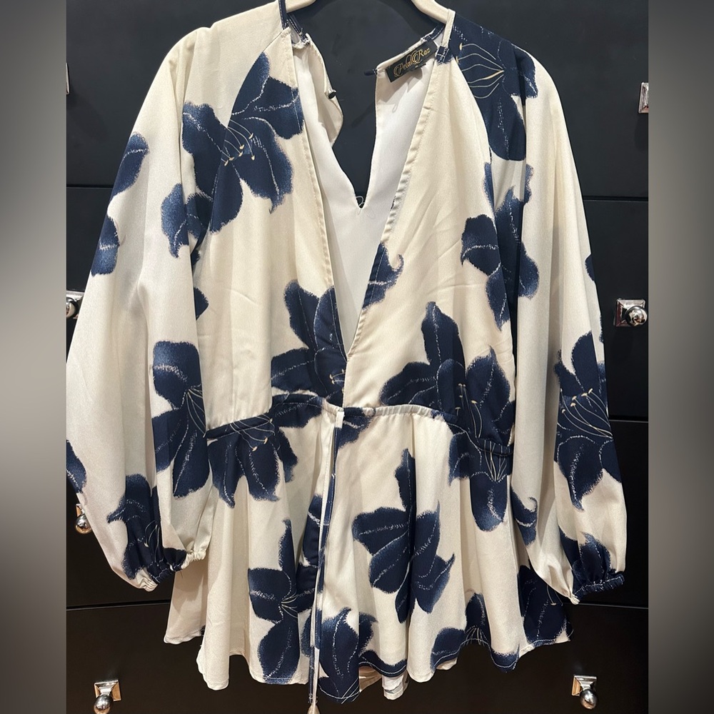 Chic White and Blue Floral Mini Dress